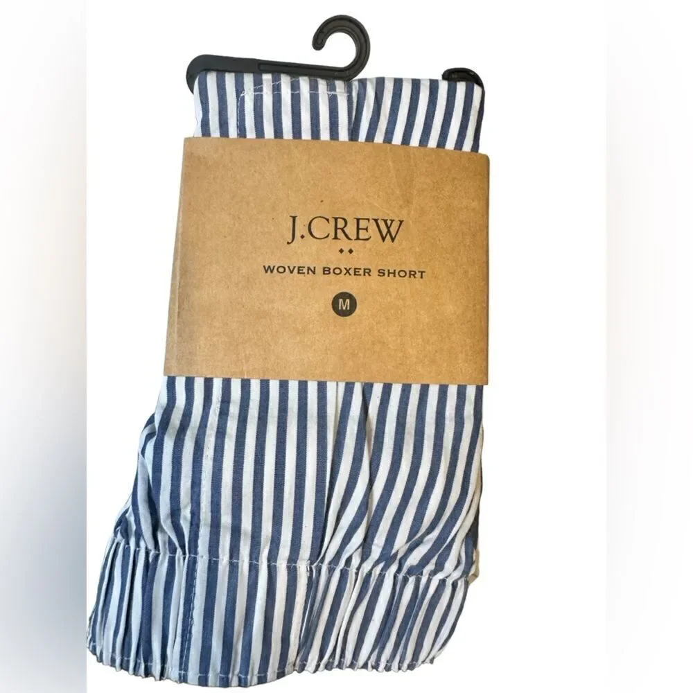 NWT J Crew Men’s Woven Boxer Shorts Blue White Stripe Medium- Dress Socks Stripe
